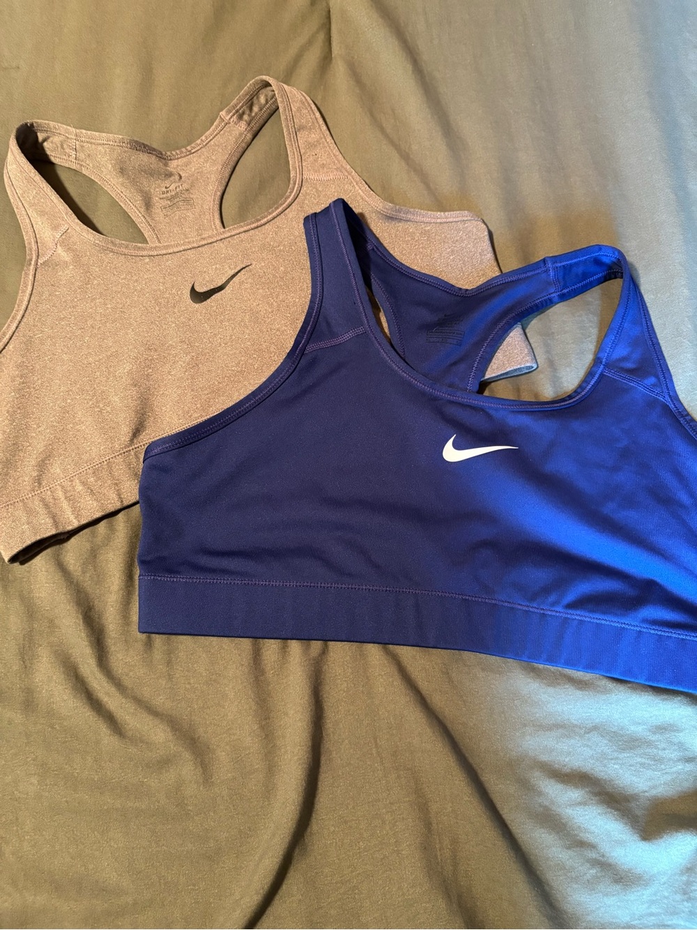 Nike Racerback Sports Bras in Royal Blue and gray